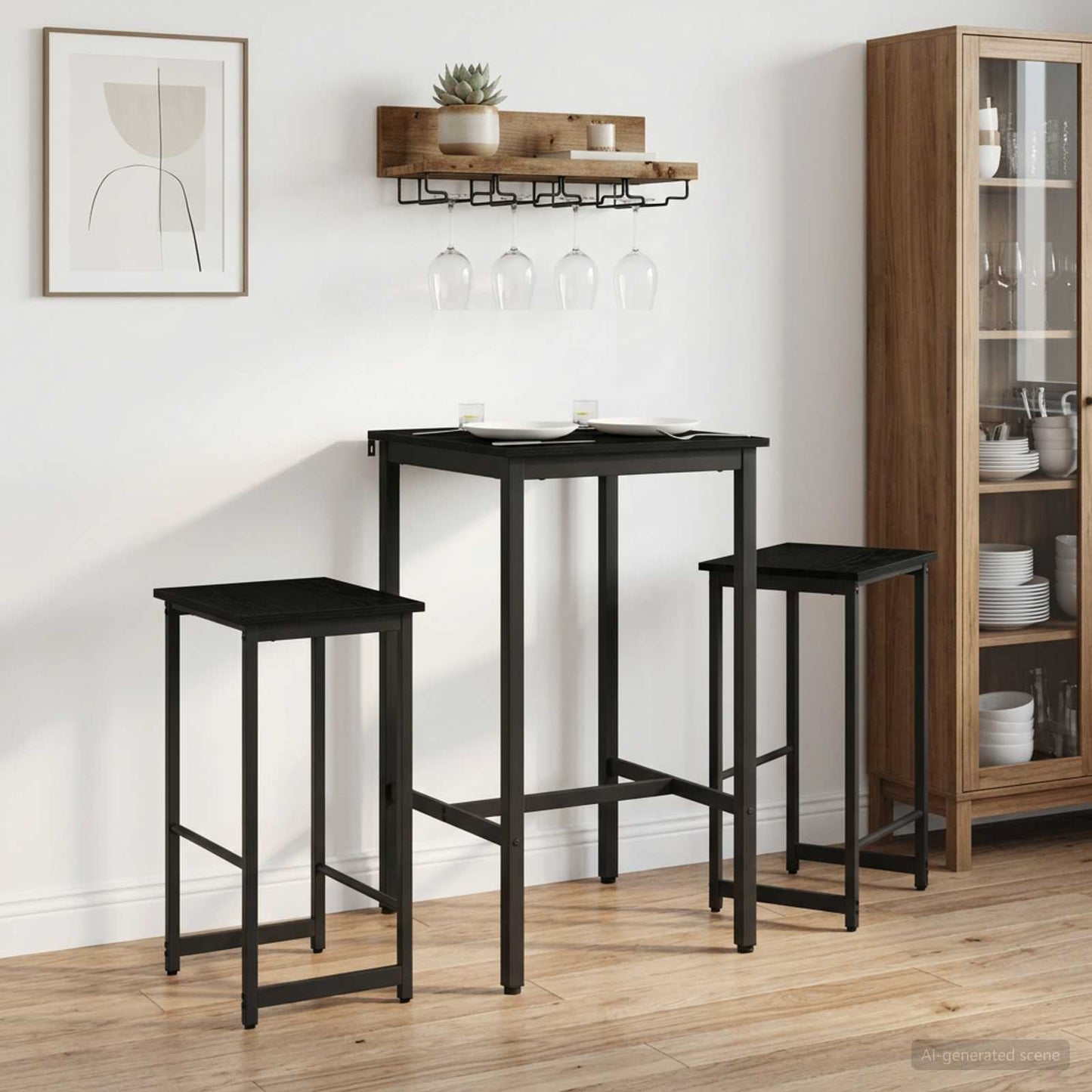 Bar Stool 2 pcs Black Oak 40 x 32 x 64 cm Engineered Wood