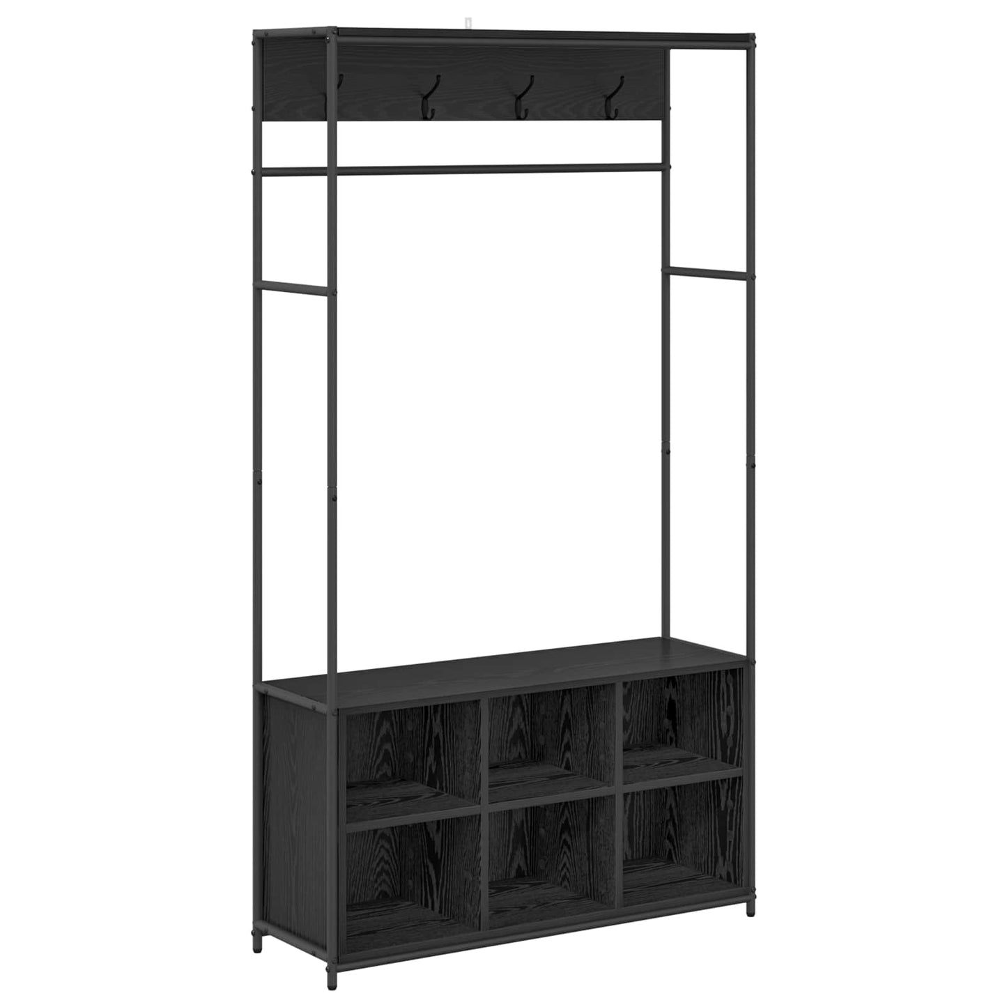 Coat Stand with Shoes Bench Black Oak 100 x 32 x 180.5 cm
