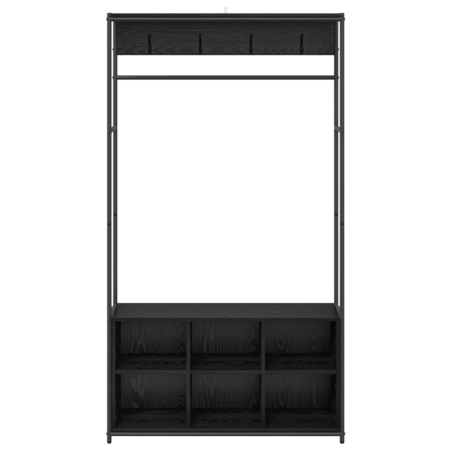 Coat Stand with Shoes Bench Black Oak 100 x 32 x 180.5 cm