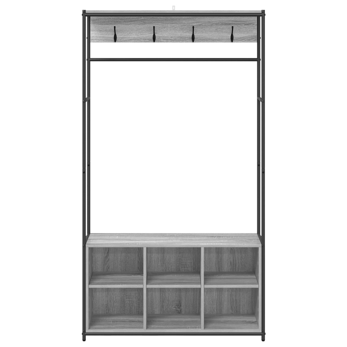 Coat Stand with Shoes Bench Grey Sonoma 100 x 32 x 180.5 cm