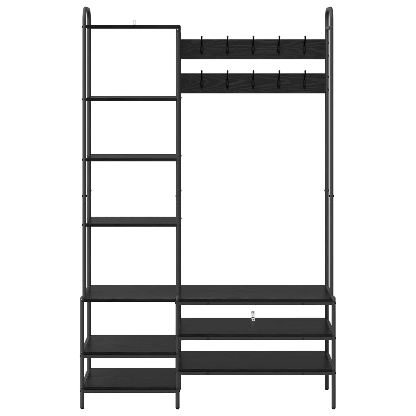 Coat Stand with Shoes Bench Black Oak 120.5 x 34 x 190 cm