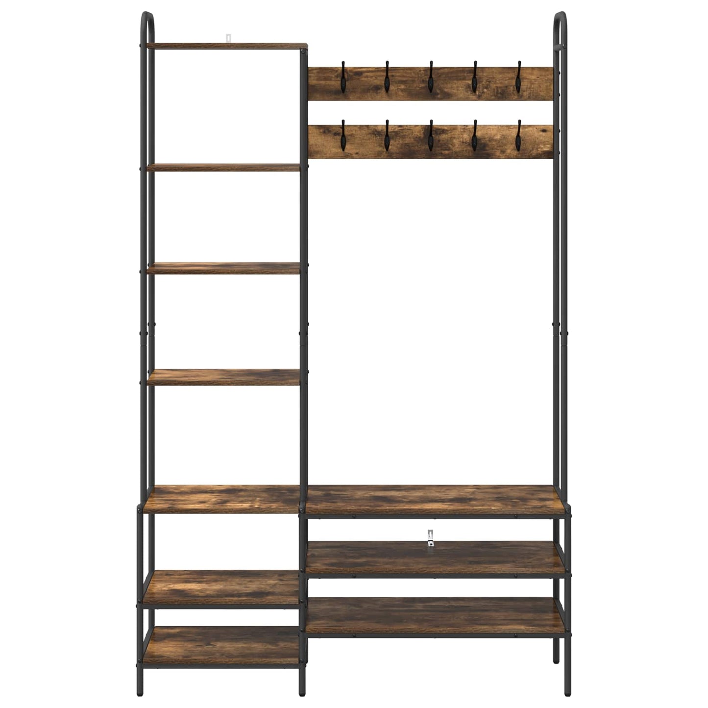 Coat Stand with Shoes Bench Smoked Oak 120.5 x 34 x 190 cm