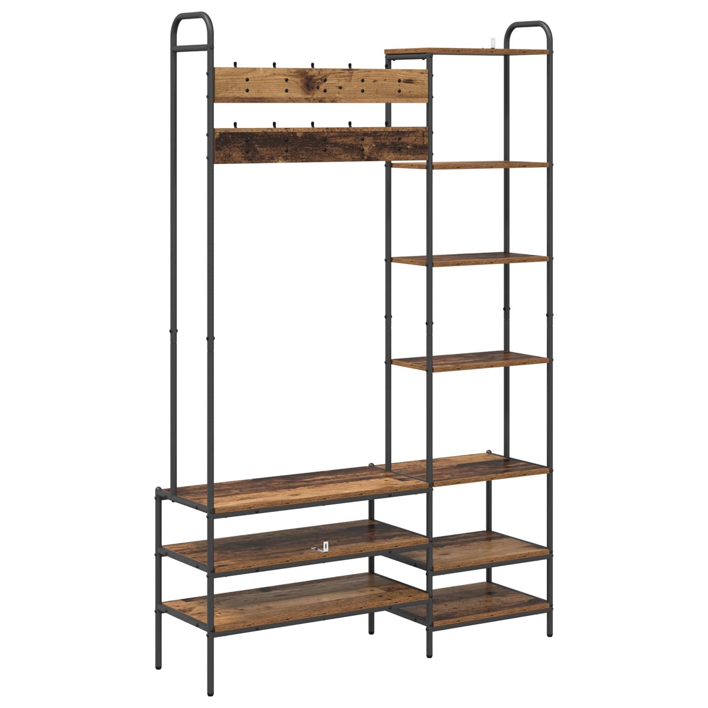 Coat Stand with Shoes Bench Old Wood 120.5 x 34 x 190 cm