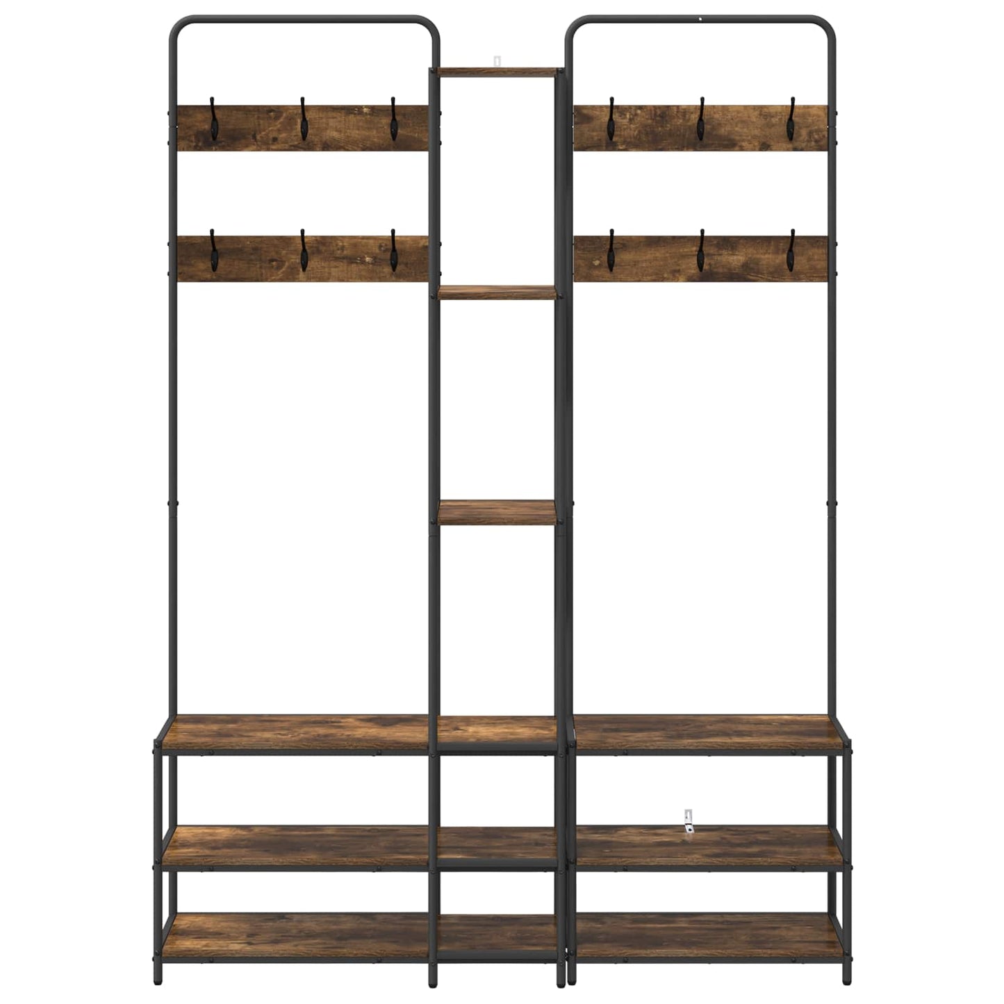 Coat Stand with Shoes Bench Smoked Oak 143 x 30 x 199.5 cm