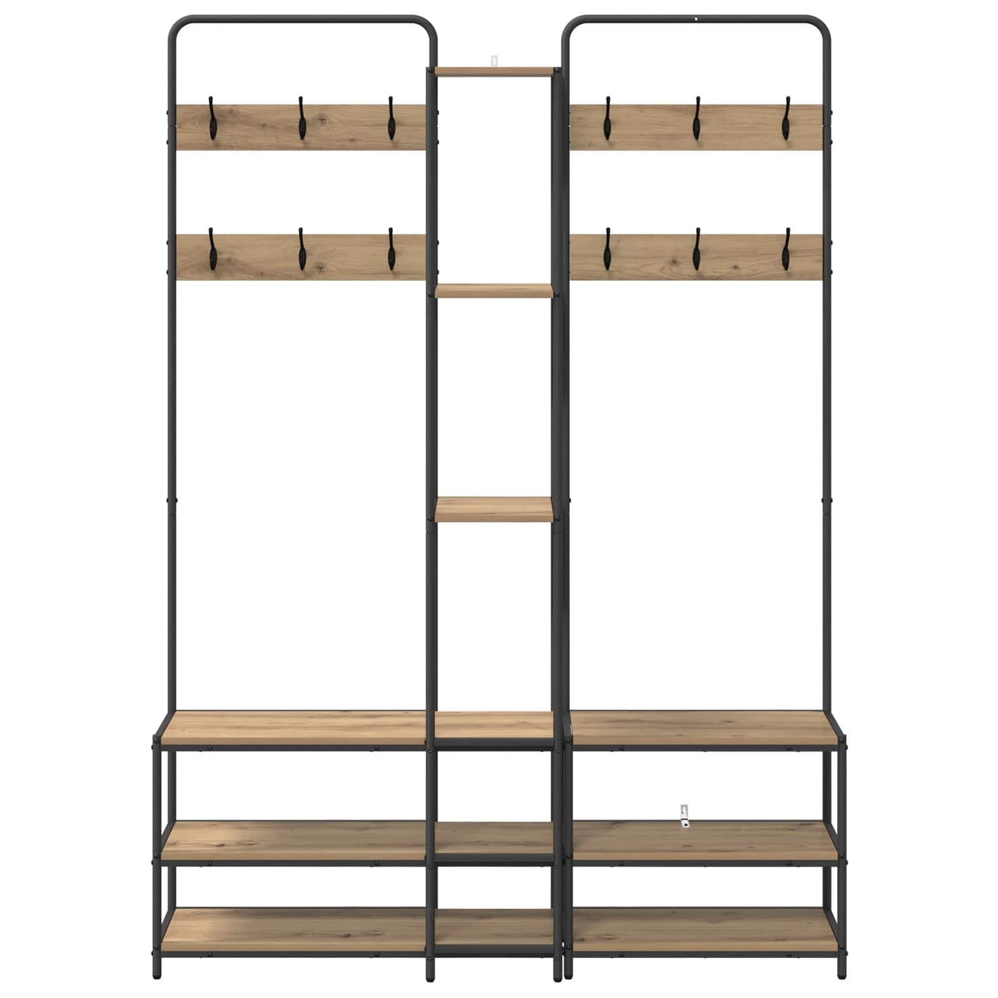 Coat Stand with Shoes Bench Artisan Oak 143 x 30 x 199.5 cm