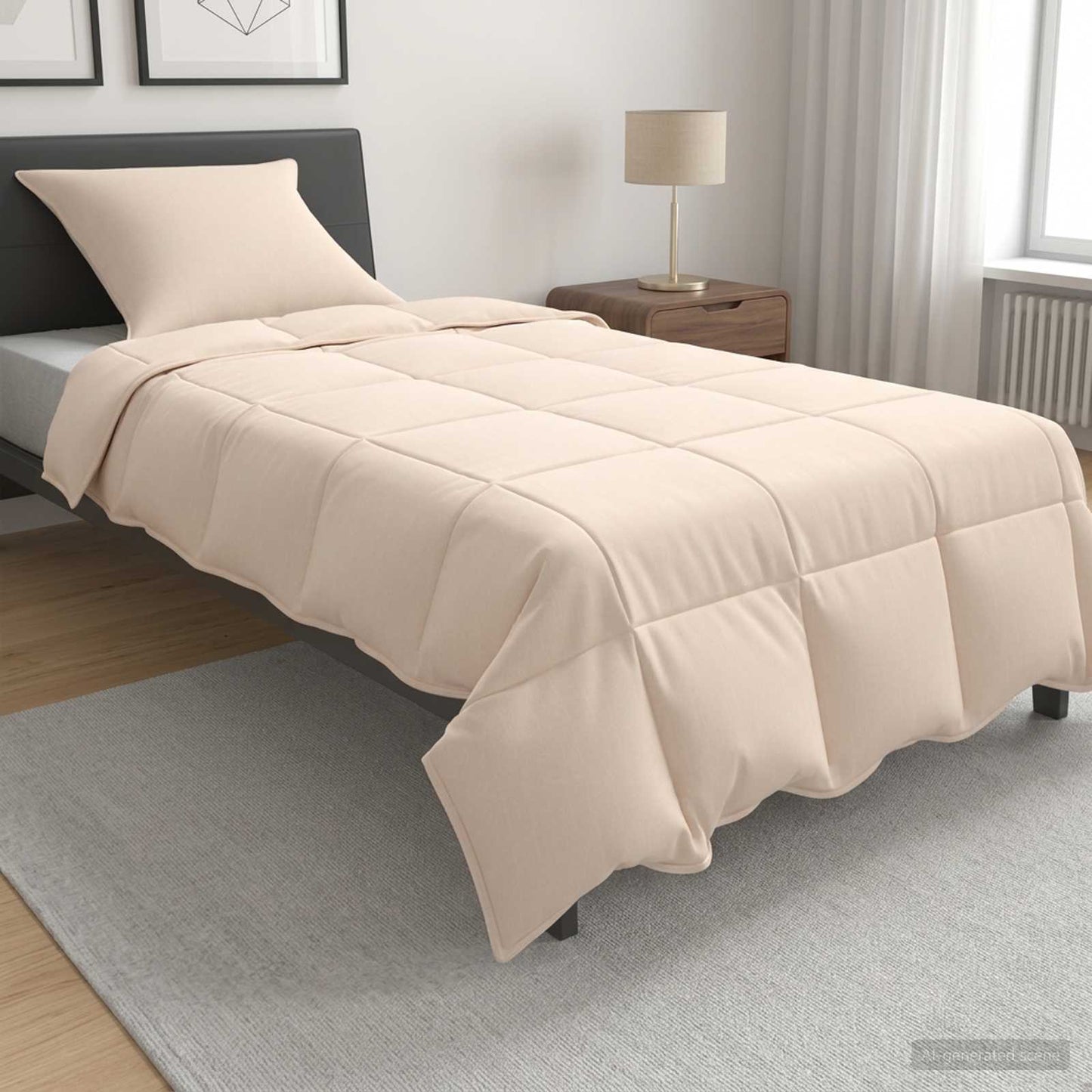 Full Year Duvet 135 x 200 cm All Seasons 250 gsm Beige