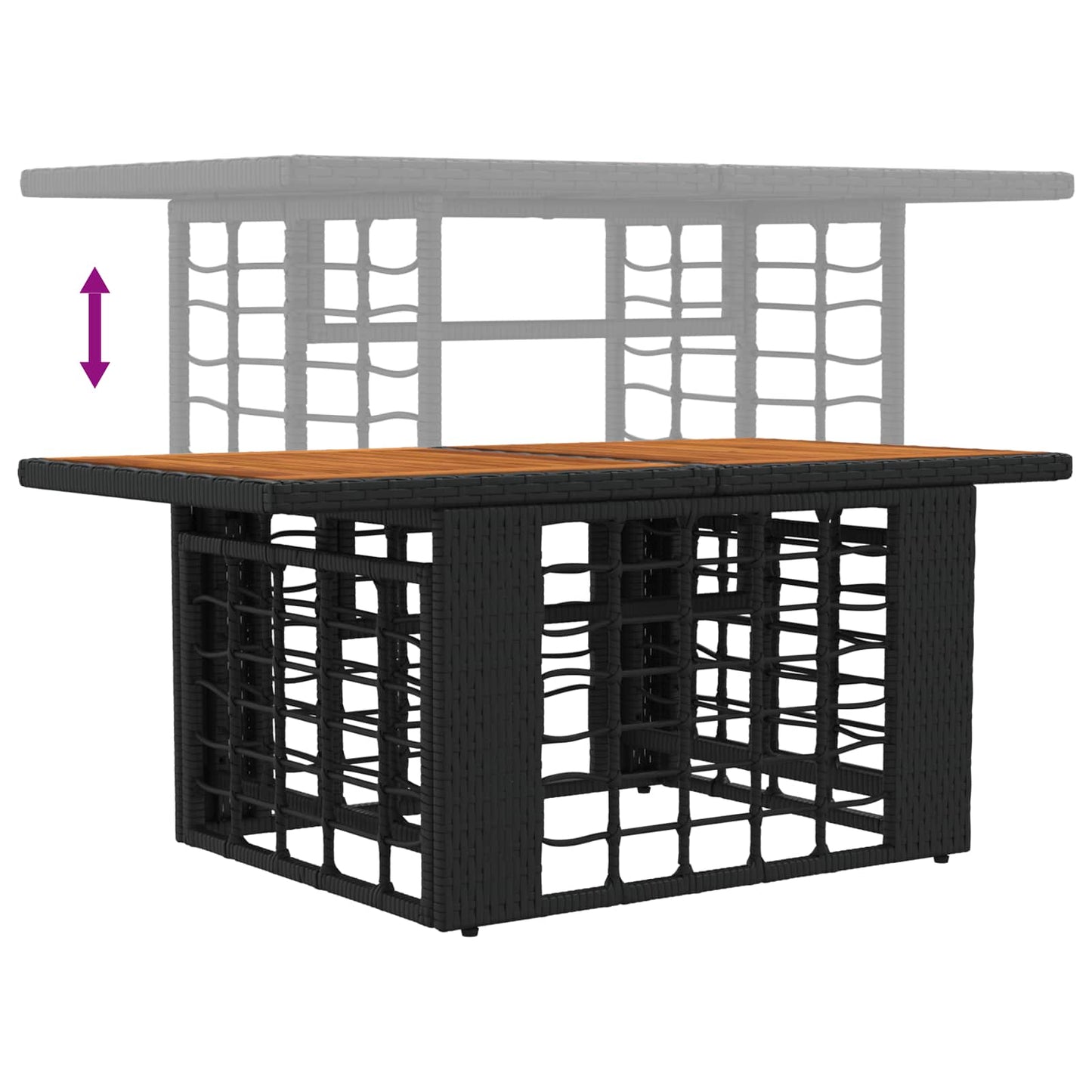 Garden Table Black and Natural 100 x 55 x 37 cm