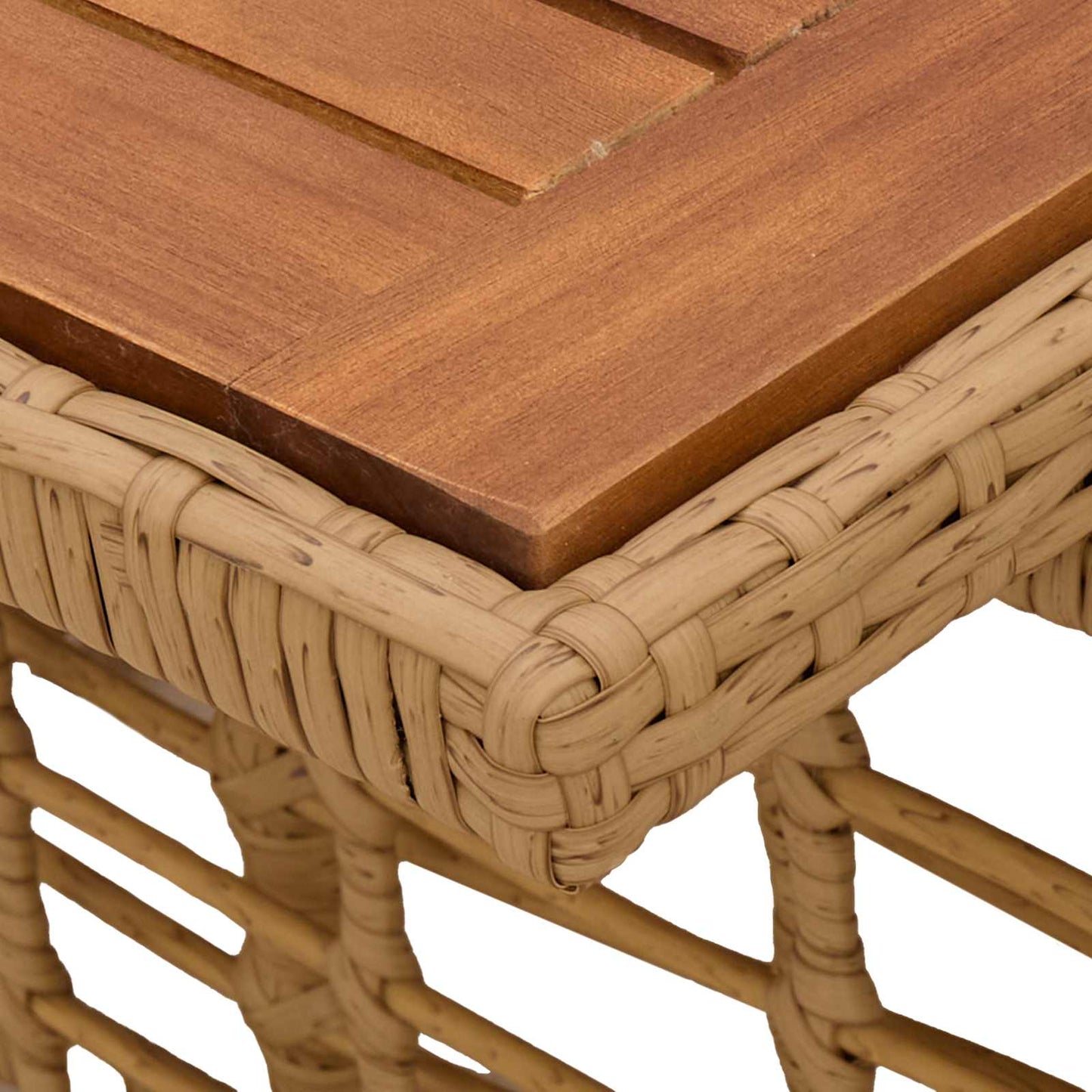 Garden Table Natural 100 x 55 x 37 cm PE Rattan and Glass