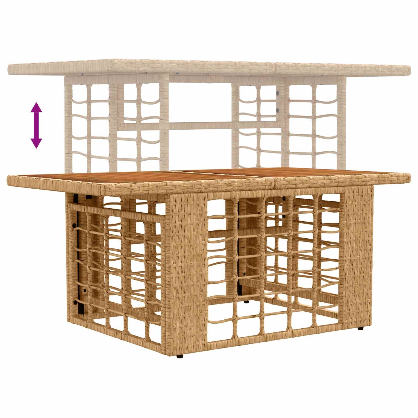 Garden Table Natural 100 x 55 x 37 cm PE Rattan and Glass