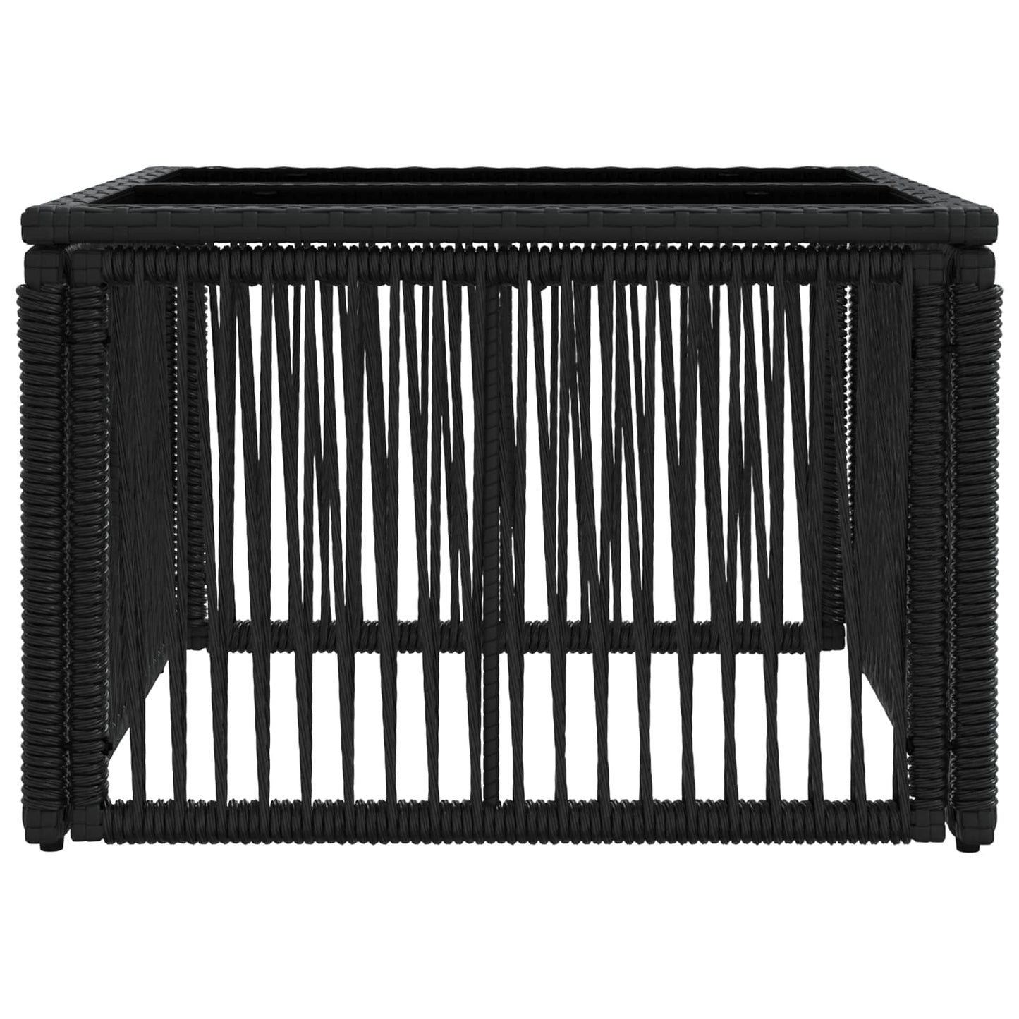 Garden Table Black 55 x 55 x 37 cm PE Rattan and Glass