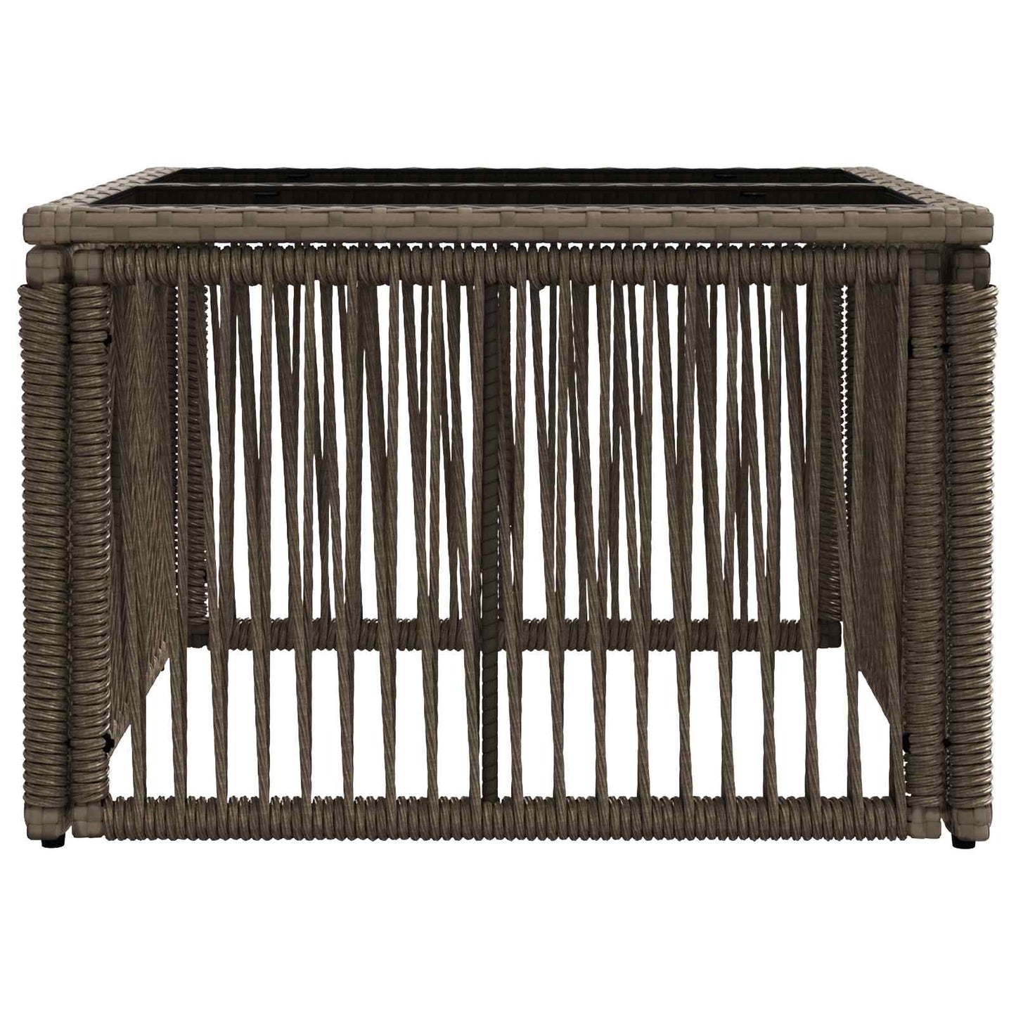 Garden Table Grey and Black 55 x 55 x 37 cm PE Rattan and Glass