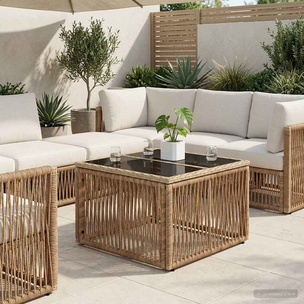 Garden Table Beige and Black 55 x 55 x 37 cm