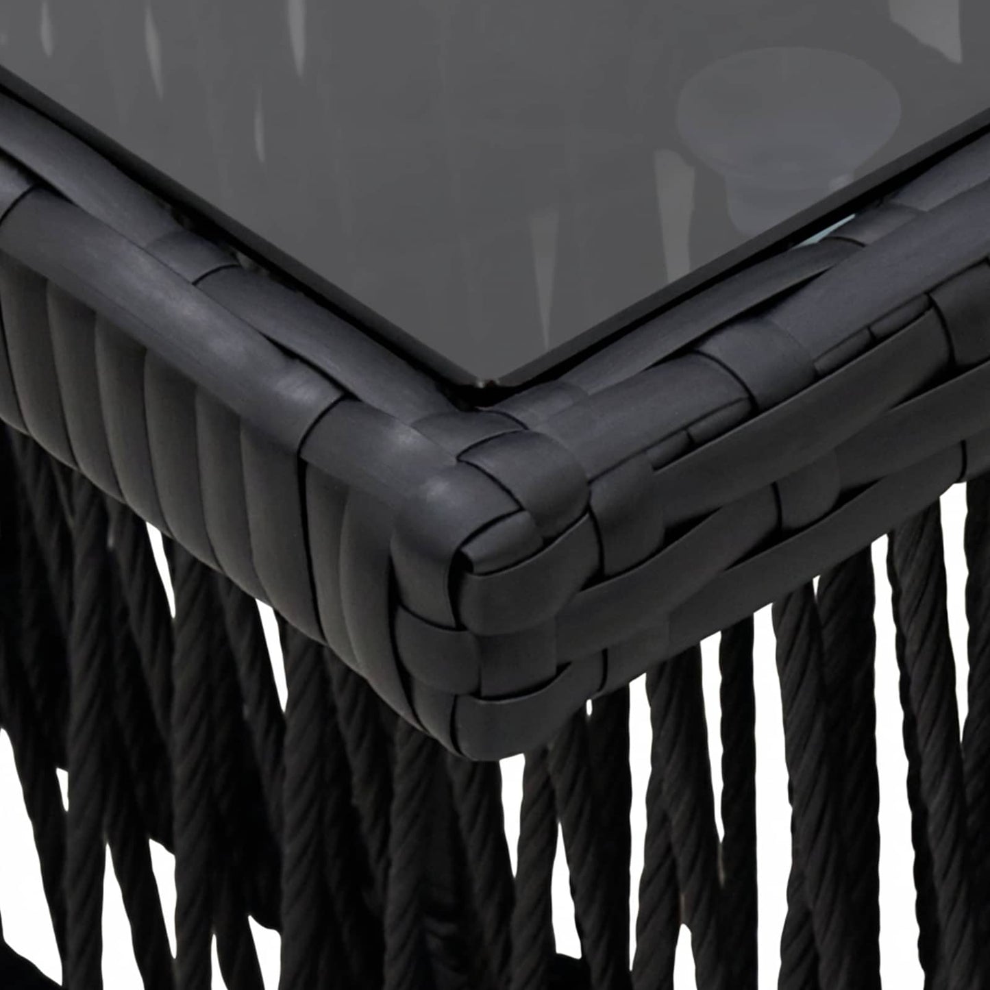 Garden Table Black 100 x 55 x 37 cm PE Rattan and Glass