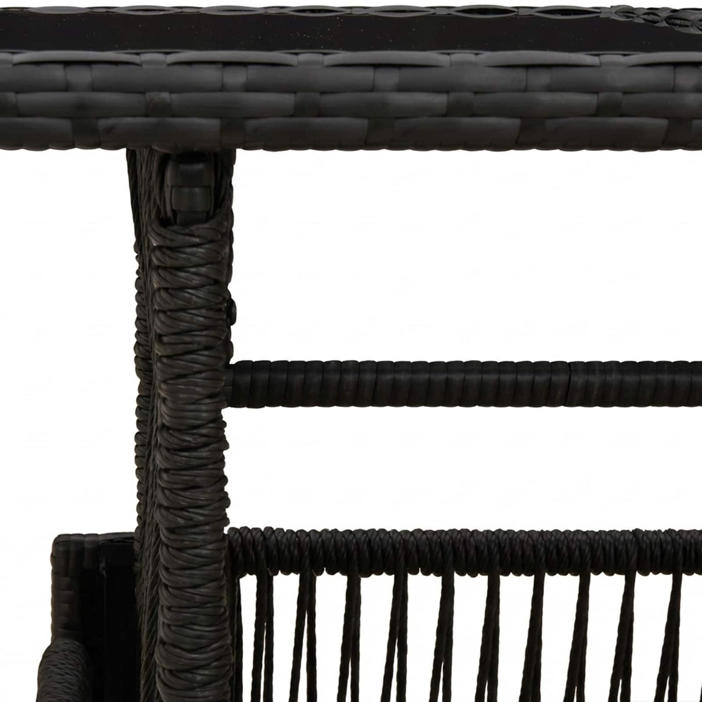 Garden Table Black 100 x 55 x 37 cm PE Rattan and Glass
