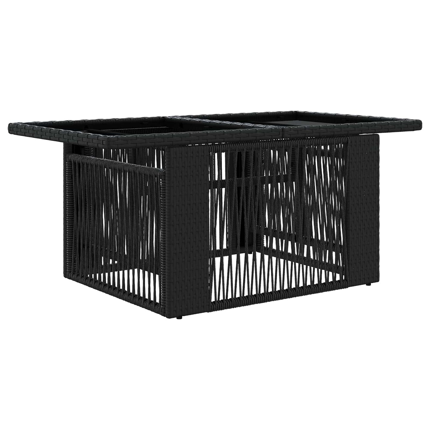 Garden Table Black 100 x 55 x 37 cm PE Rattan and Glass