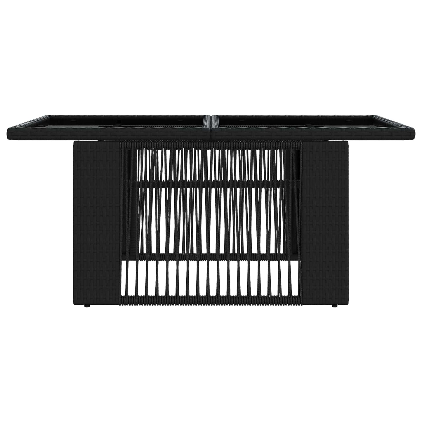 Garden Table Black 100 x 55 x 37 cm PE Rattan and Glass