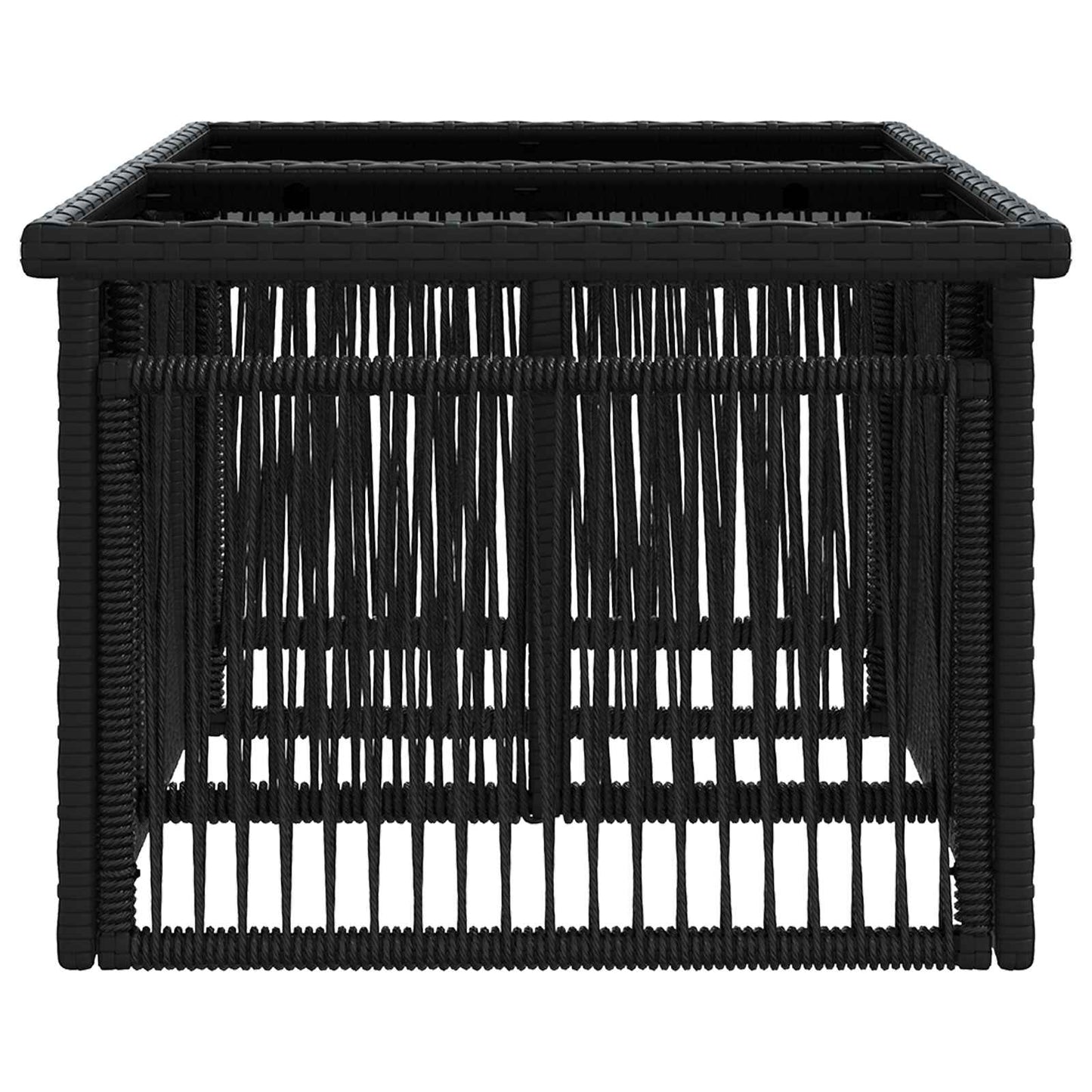 Garden Table Black 100 x 55 x 37 cm PE Rattan and Glass