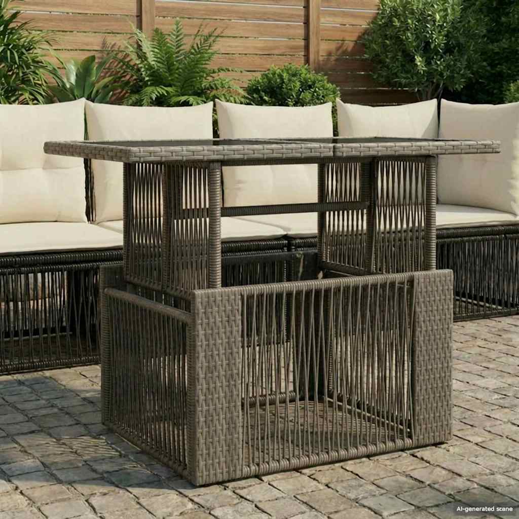 Garden Table Grey 100 x 55 x 37 cm PE Rattan and Glass