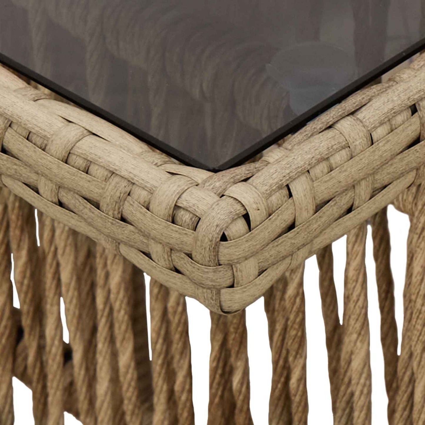 Garden Table Beige 100 x 55 x 37 cm PE Rattan and Glass