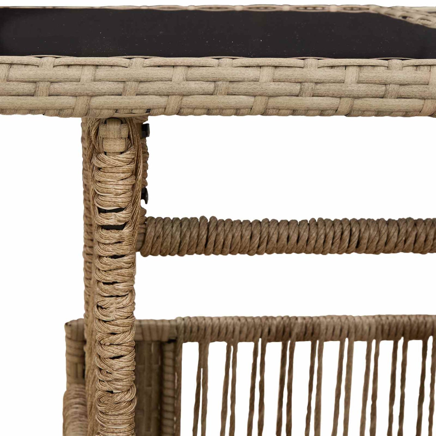 Garden Table Beige 100 x 55 x 37 cm PE Rattan and Glass