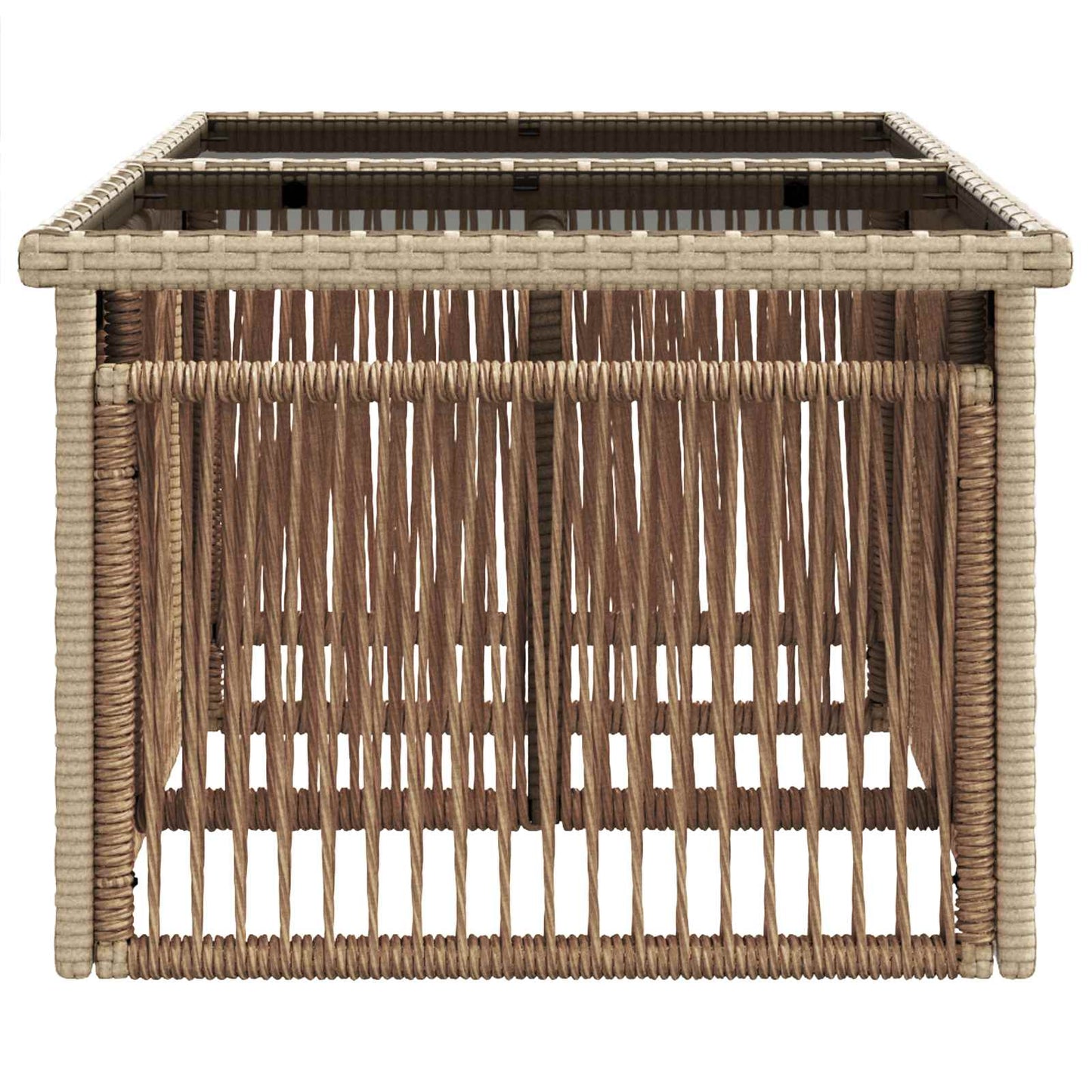 Garden Table Beige 100 x 55 x 37 cm PE Rattan and Glass