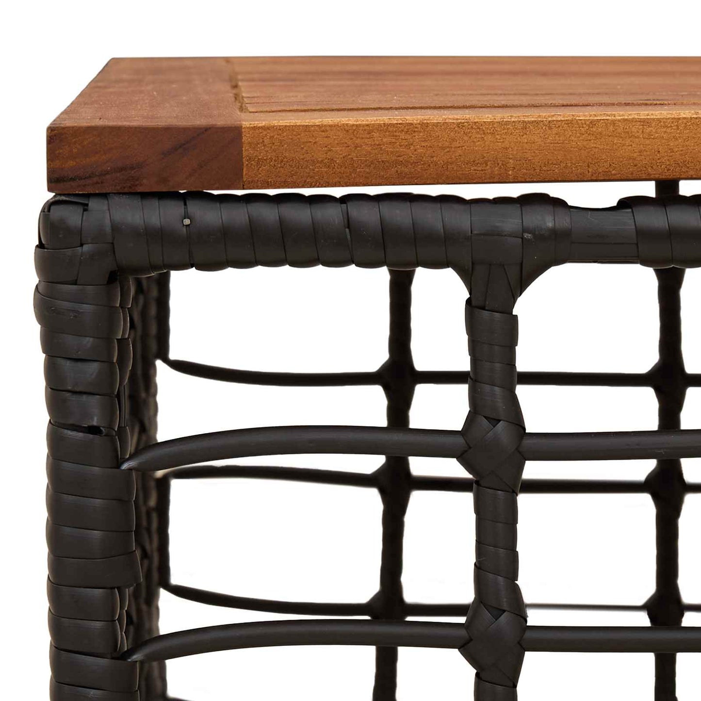 Garden Table Black and Natural 55 x 55 x 37 cm