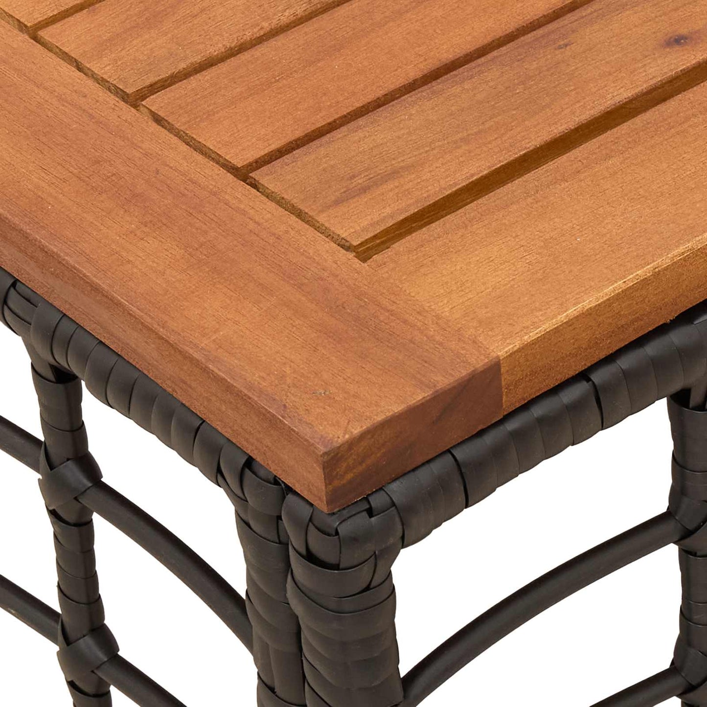 Garden Table Black and Natural 55 x 55 x 37 cm