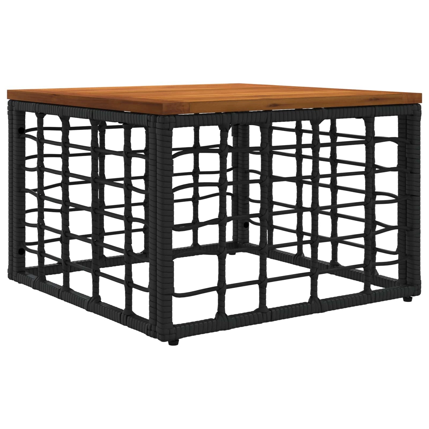 Garden Table Black and Natural 55 x 55 x 37 cm