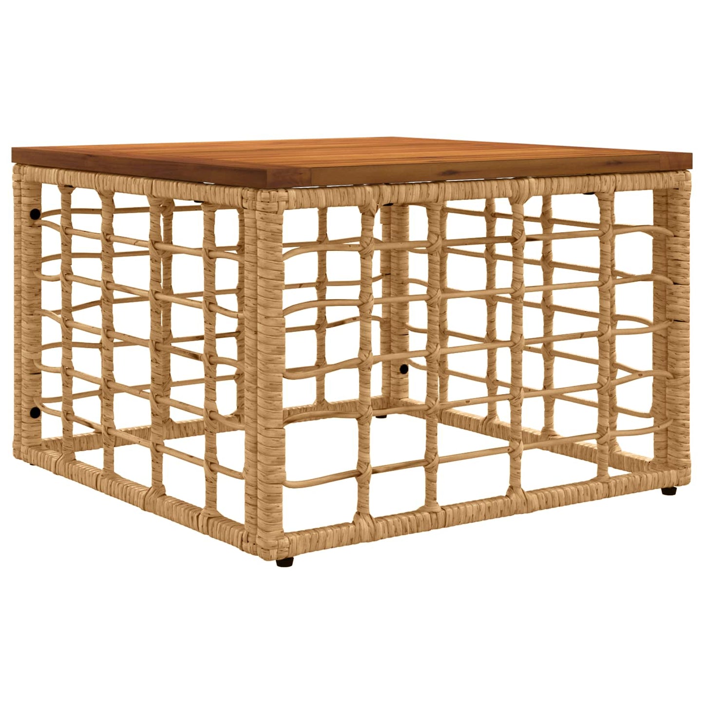 Garden Table Natural 55 x 55 x 37 cm PE Rattan and Glass