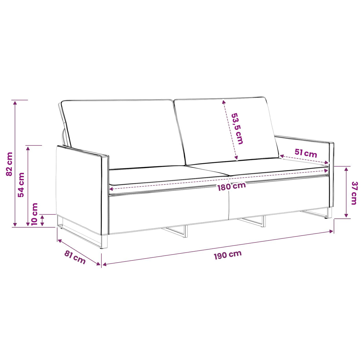3 Seater Sofa Light Grey 190 x 81 x 82 cm Faux Suede Fabric