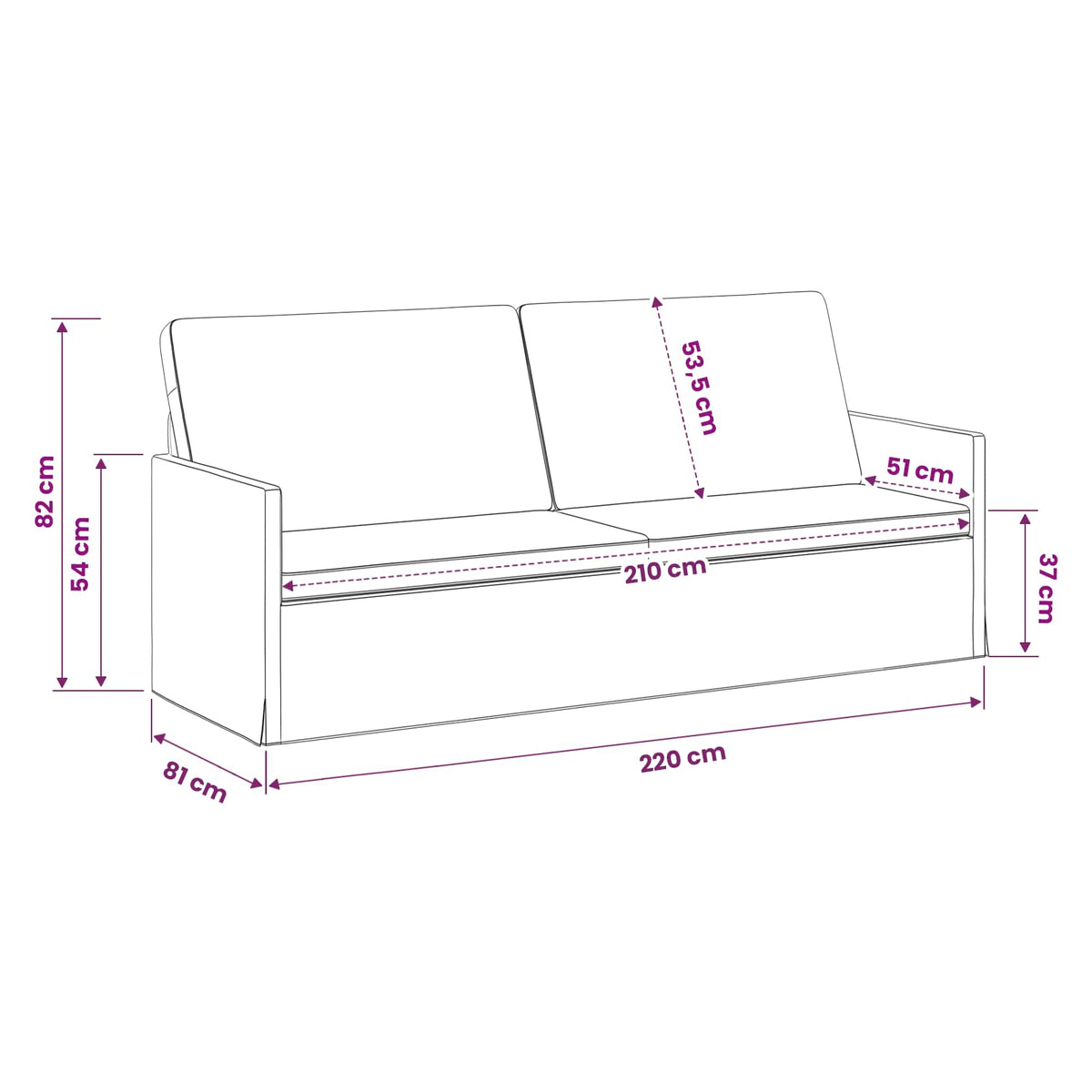 3 Seater Sofa Taupe 220 x 81 x 82 cm Fabric