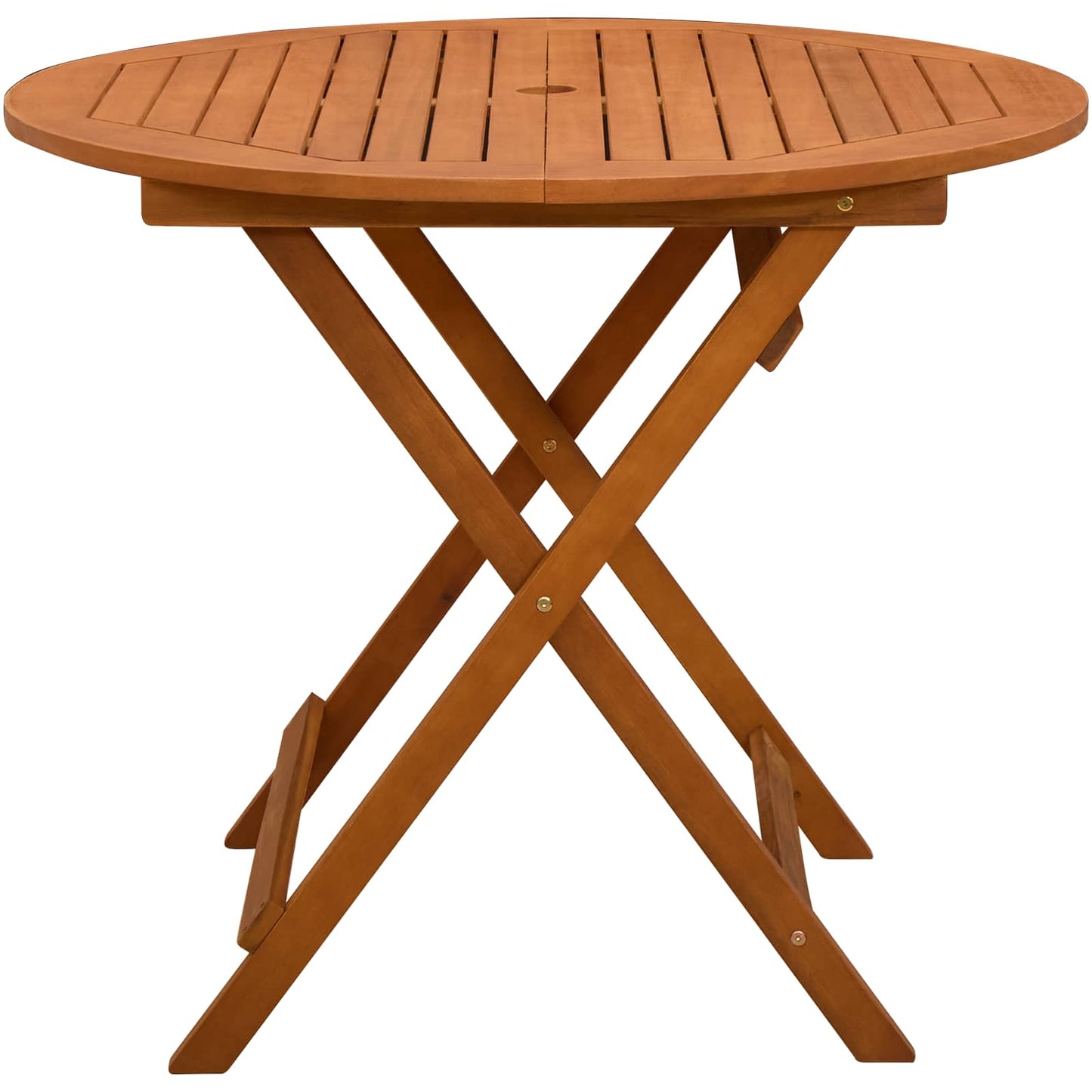 Folding Garden Table Brown Ø 90 x 75 cm Solid Eucalyptus Wood