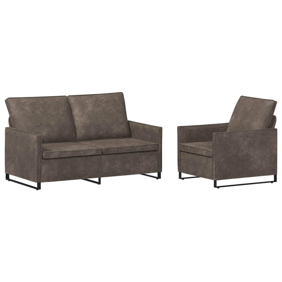 Sofa Set 2 pcs Dark Grey Faux Suede Fabric