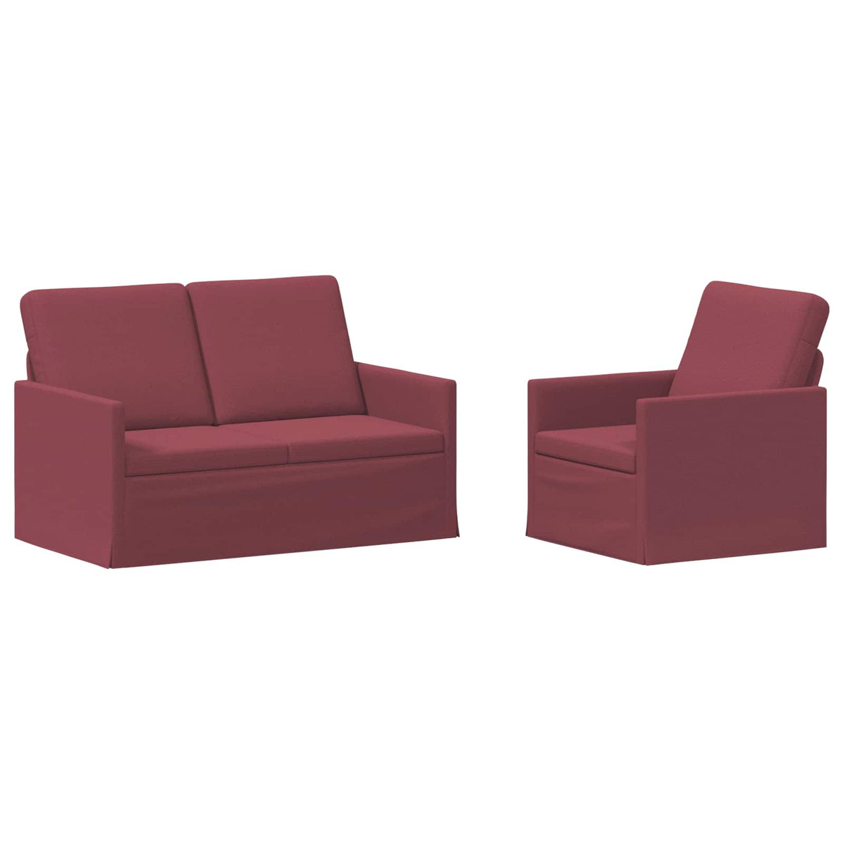 Sofa Set 2 pcs Wine Red Fabric