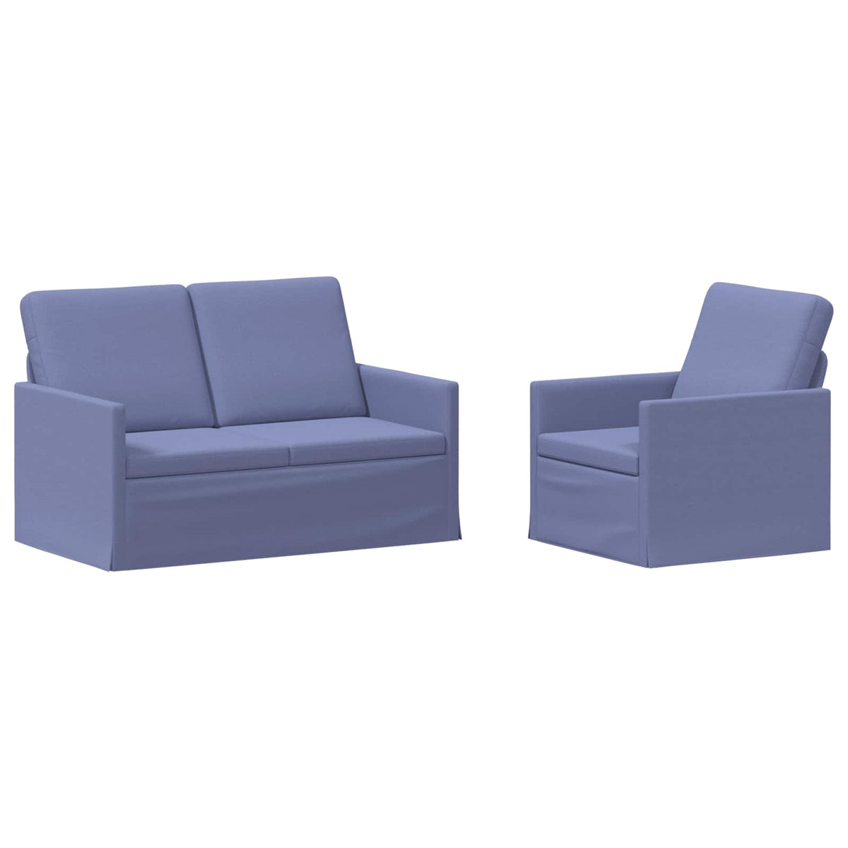 Sofa Set 2 pcs Jeans Blue Fabric