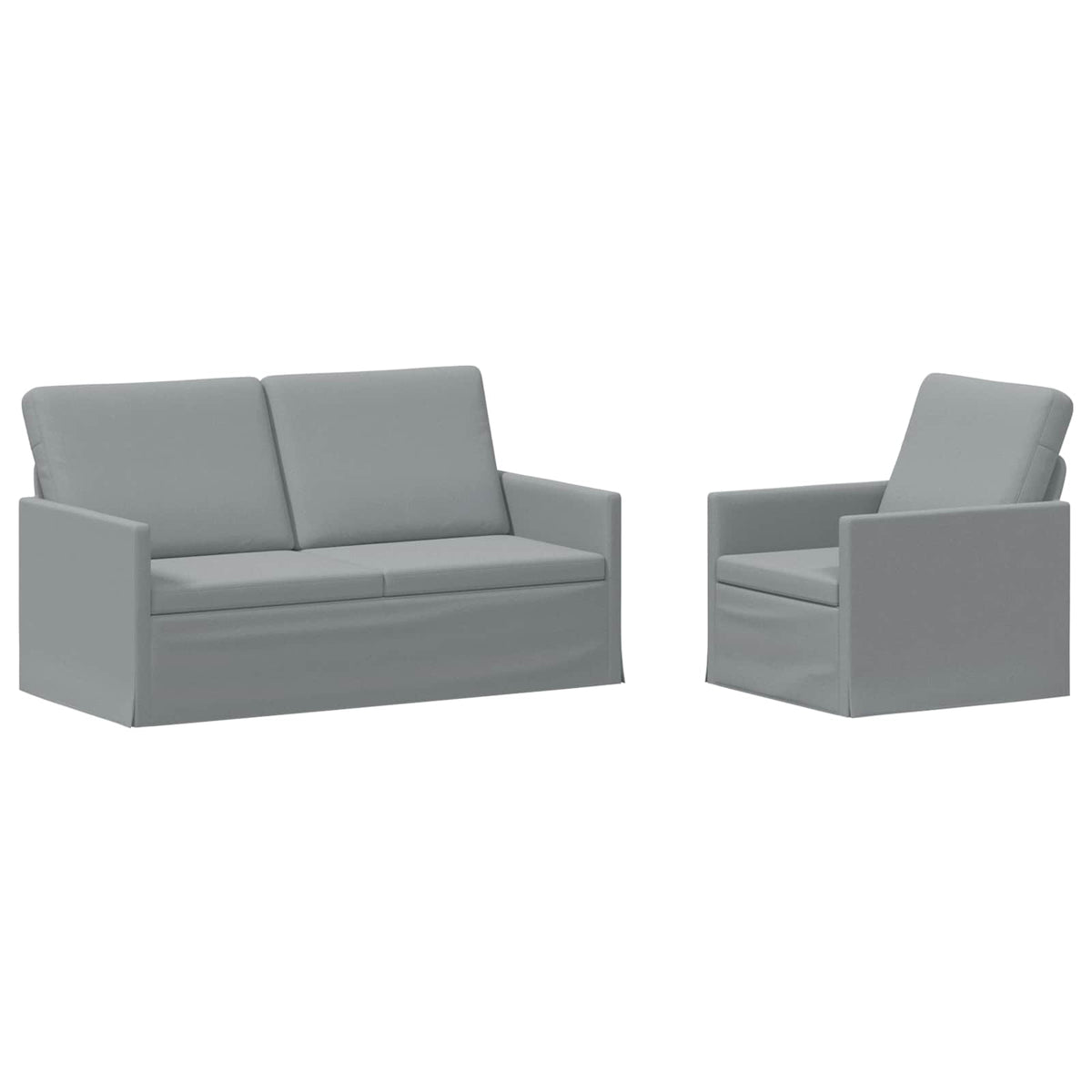 Sofa Set 2 pcs Light Grey Fabric