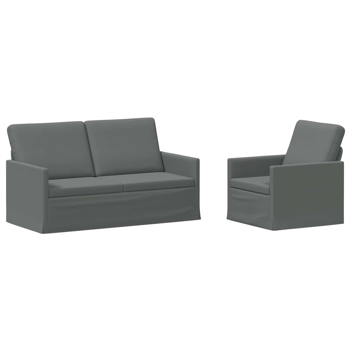 Sofa Set 2 pcs Dark Grey Fabric