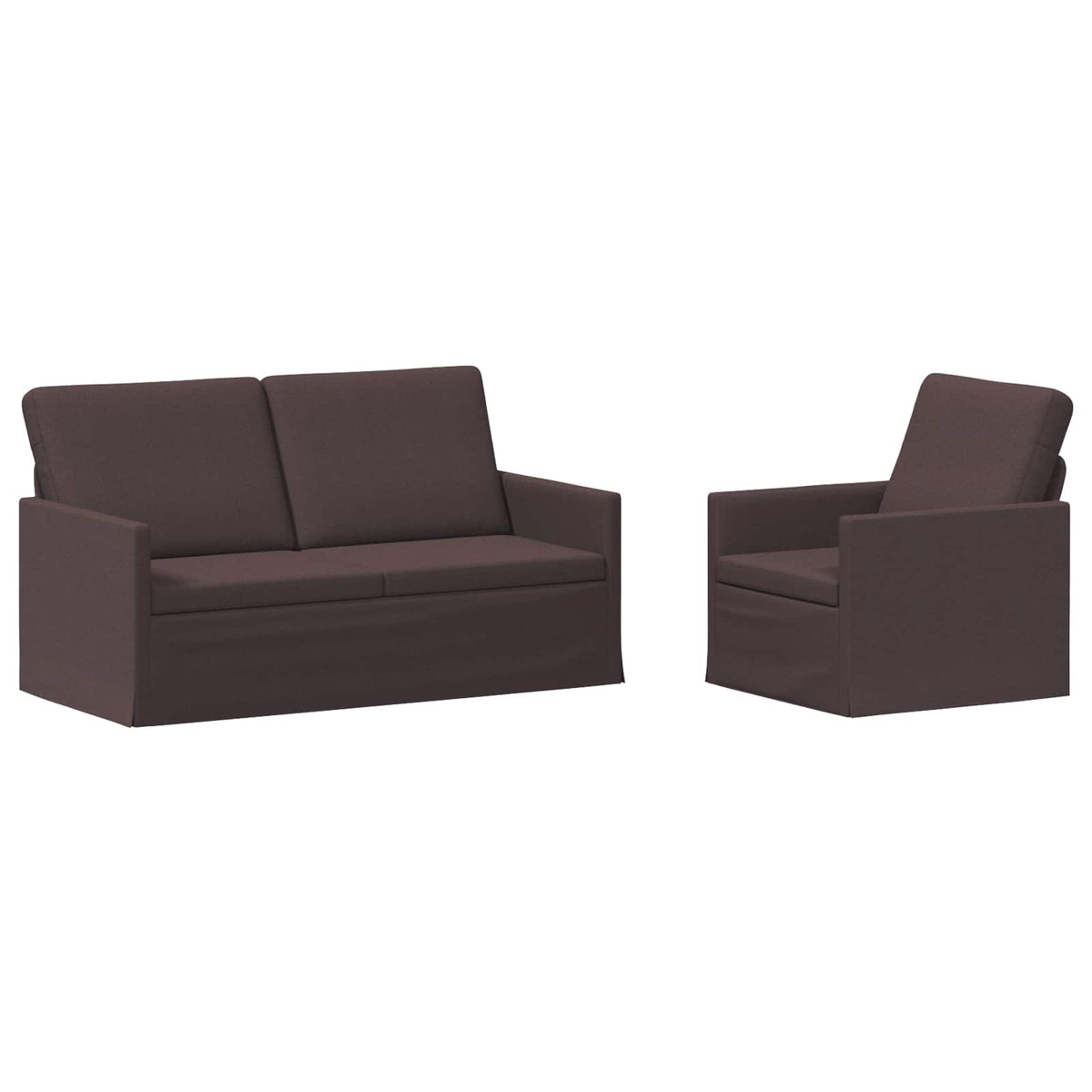 Sofa Set 2 pcs Dark Brown Fabric