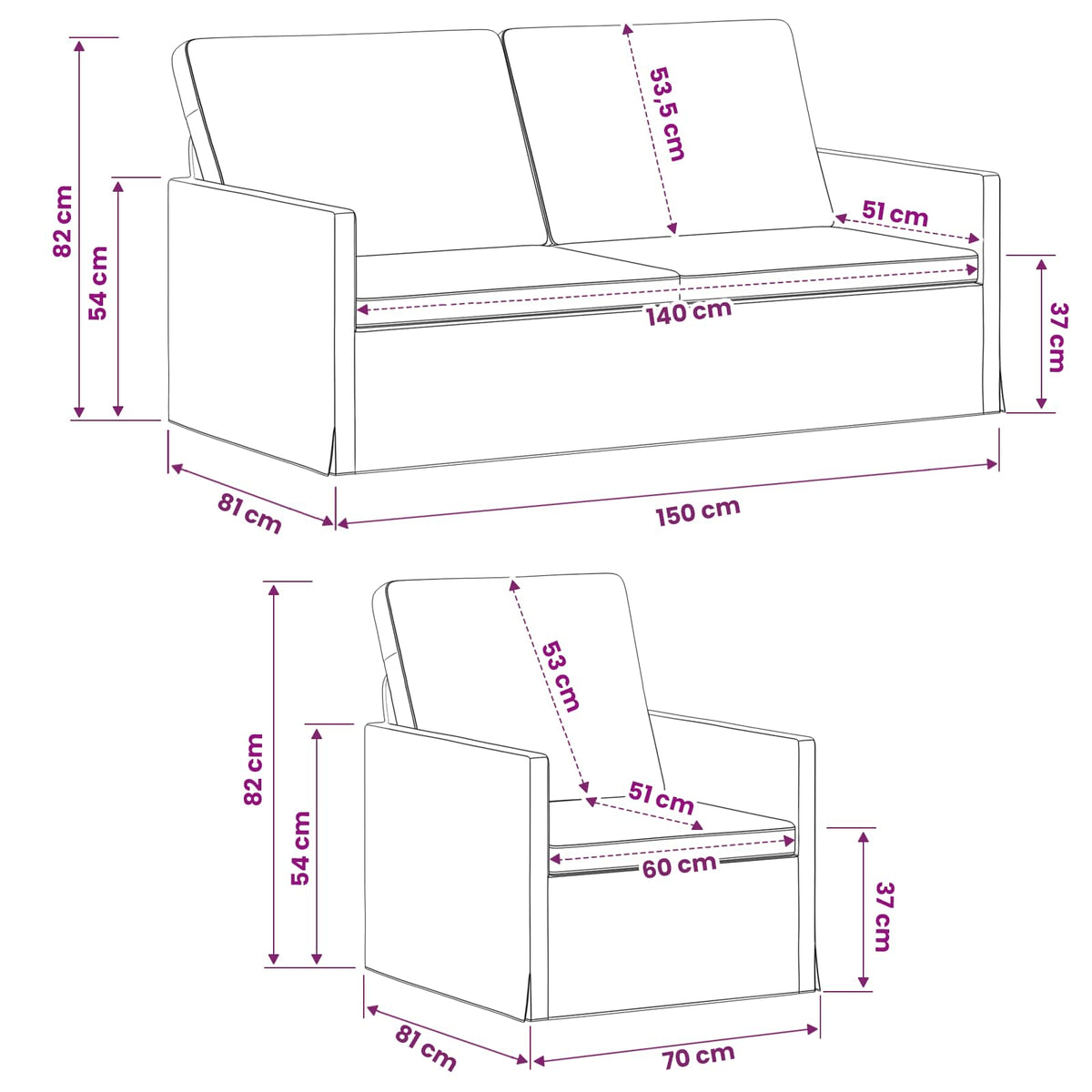 Sofa Set 2 pcs Light Grey Fabric