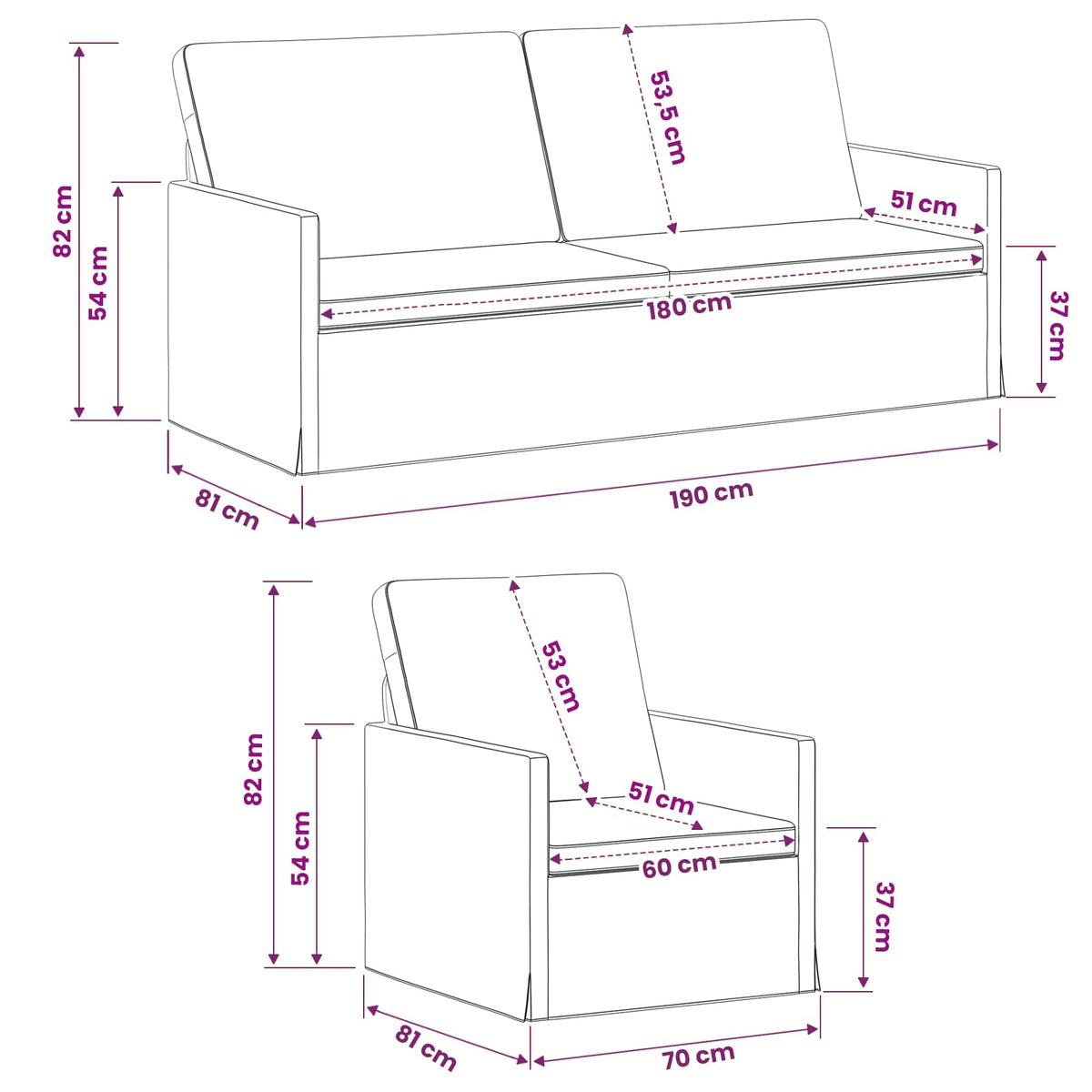 Sofa Set 2 pcs Cloud Grey Fabric
