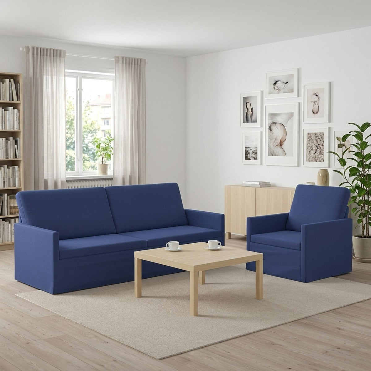 Sofa Set 2 pcs Police Blue Velvet