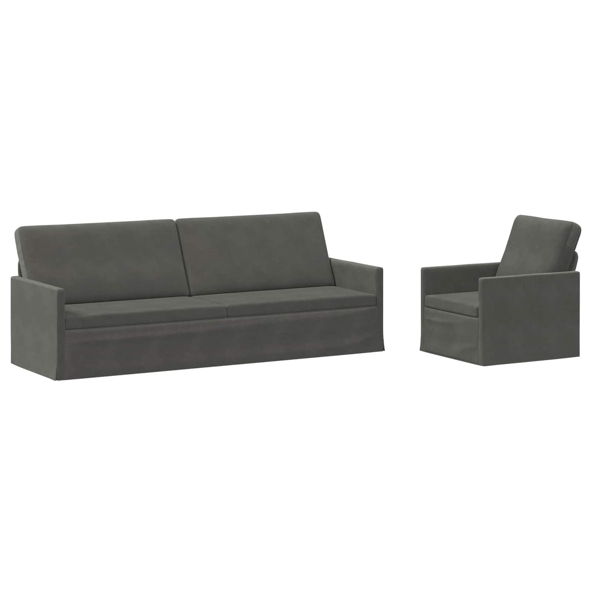 Sofa Set 2 pcs Dark Grey Corduroy Fabric