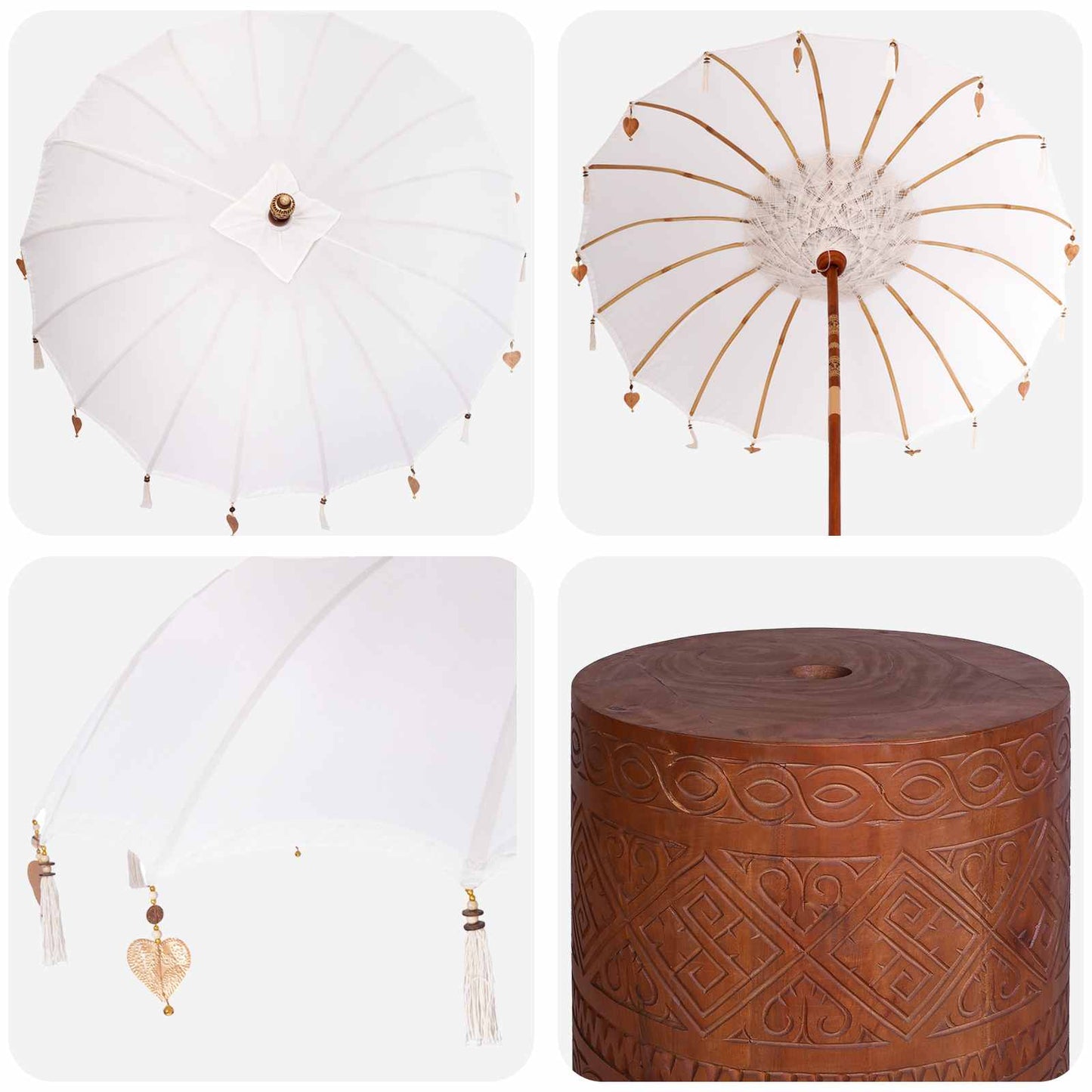Balinese Parasol with Base Round 190 x 190 x 295 cm