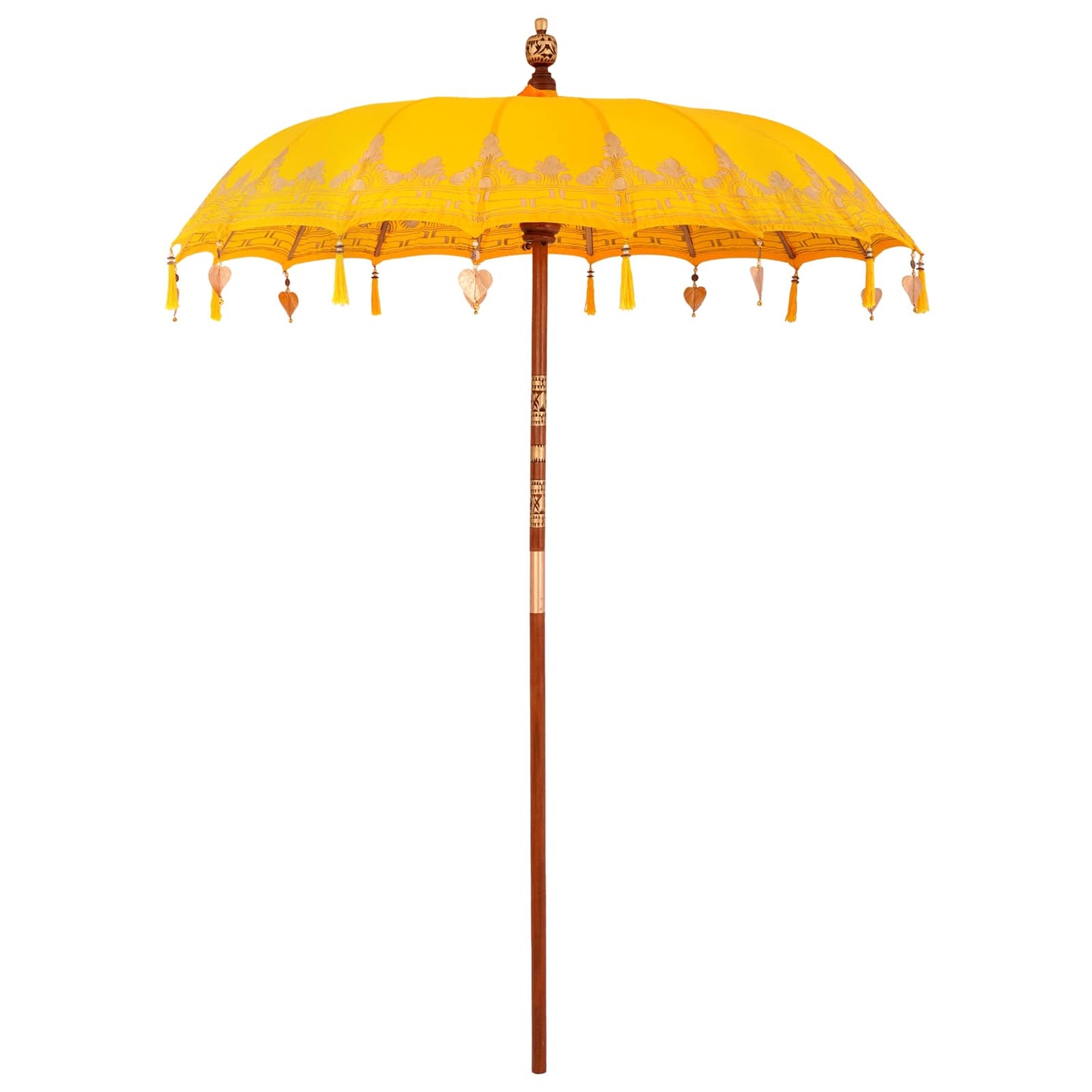Balinese Parasol with Base 190 x 190 x 295 cm Yellow and Brown