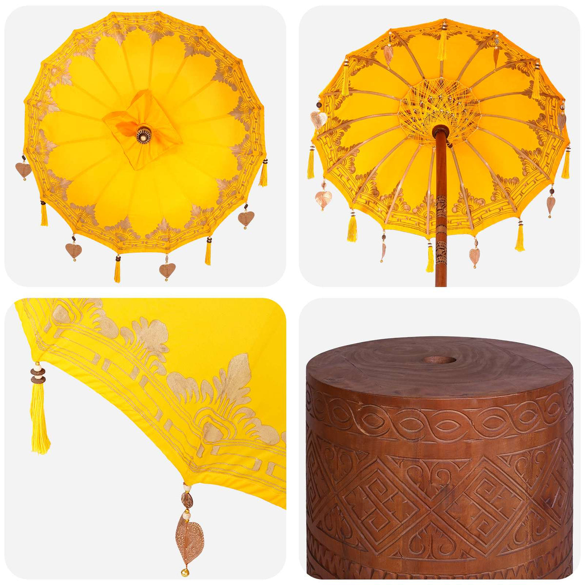 Balinese Parasol with Base 2 pcs Yellow