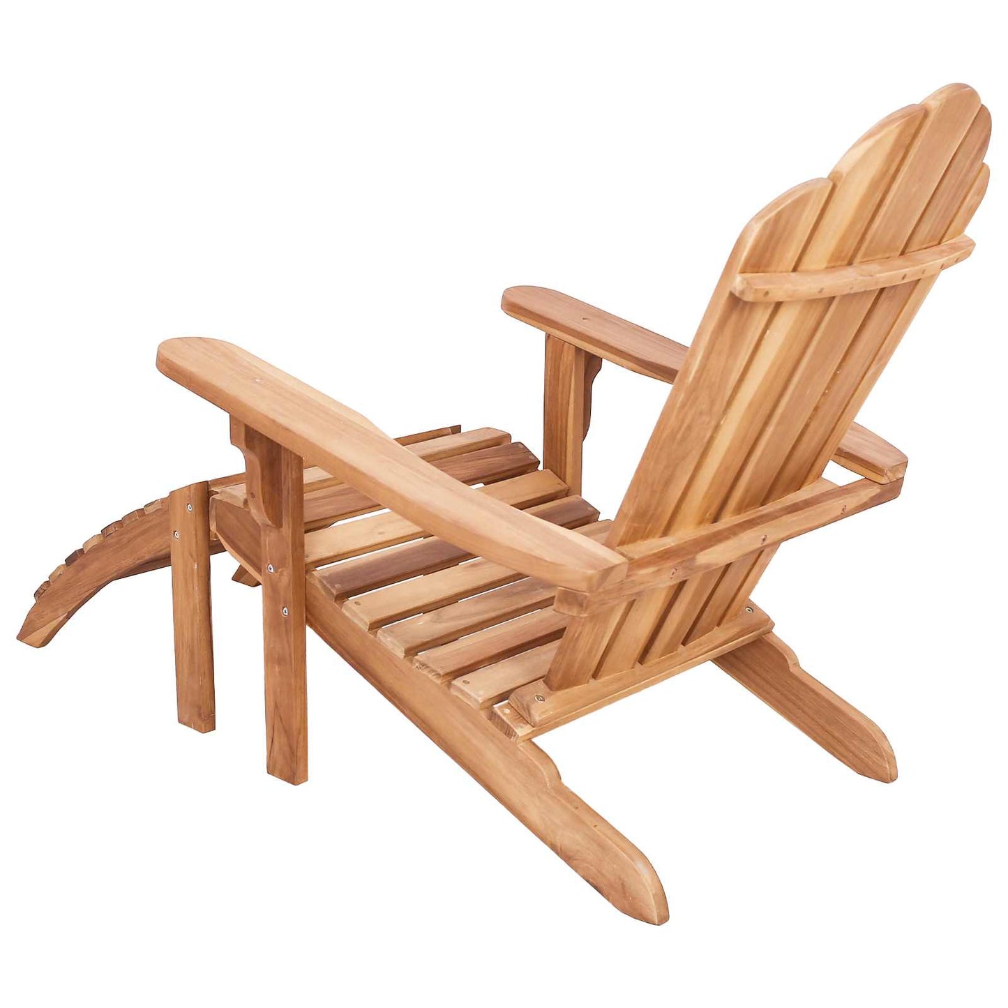Garden Adirondack Chair with Footrest Natural Solid Teak Wood