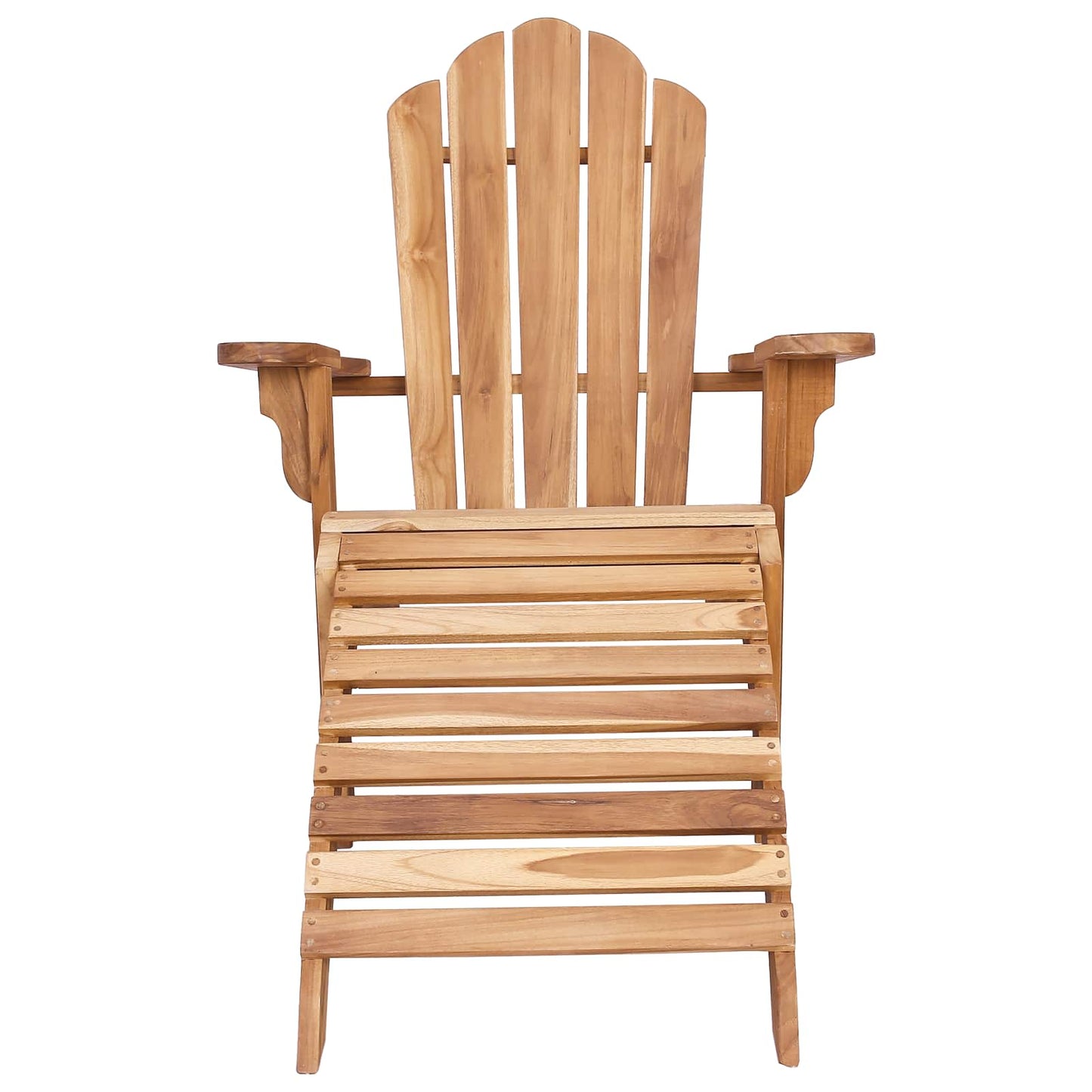 Garden Adirondack Chair with Footrest Natural Solid Teak Wood