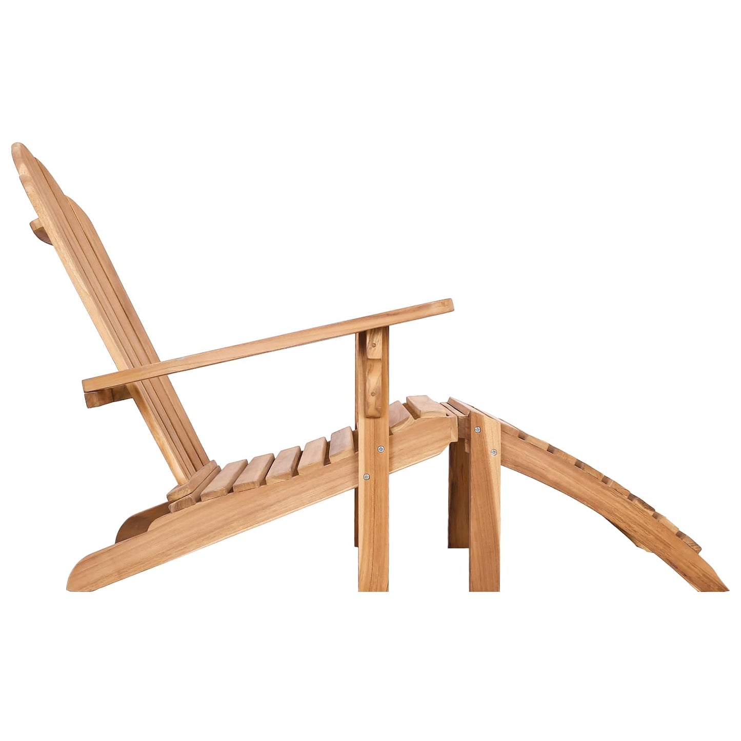 Garden Adirondack Chair with Footrest Natural Solid Teak Wood