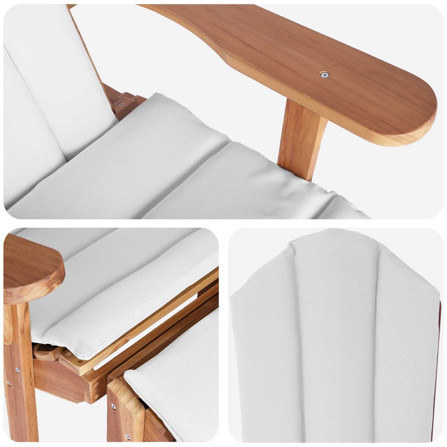 Garden Adirondack Chair with Footrest Natural Solid Teak Wood
