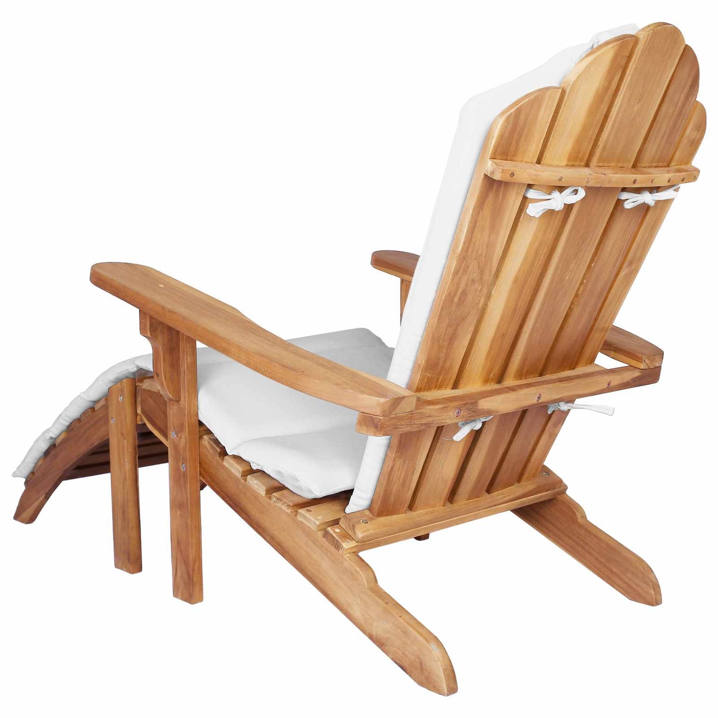 Garden Adirondack Chair with Footrest Natural Solid Teak Wood